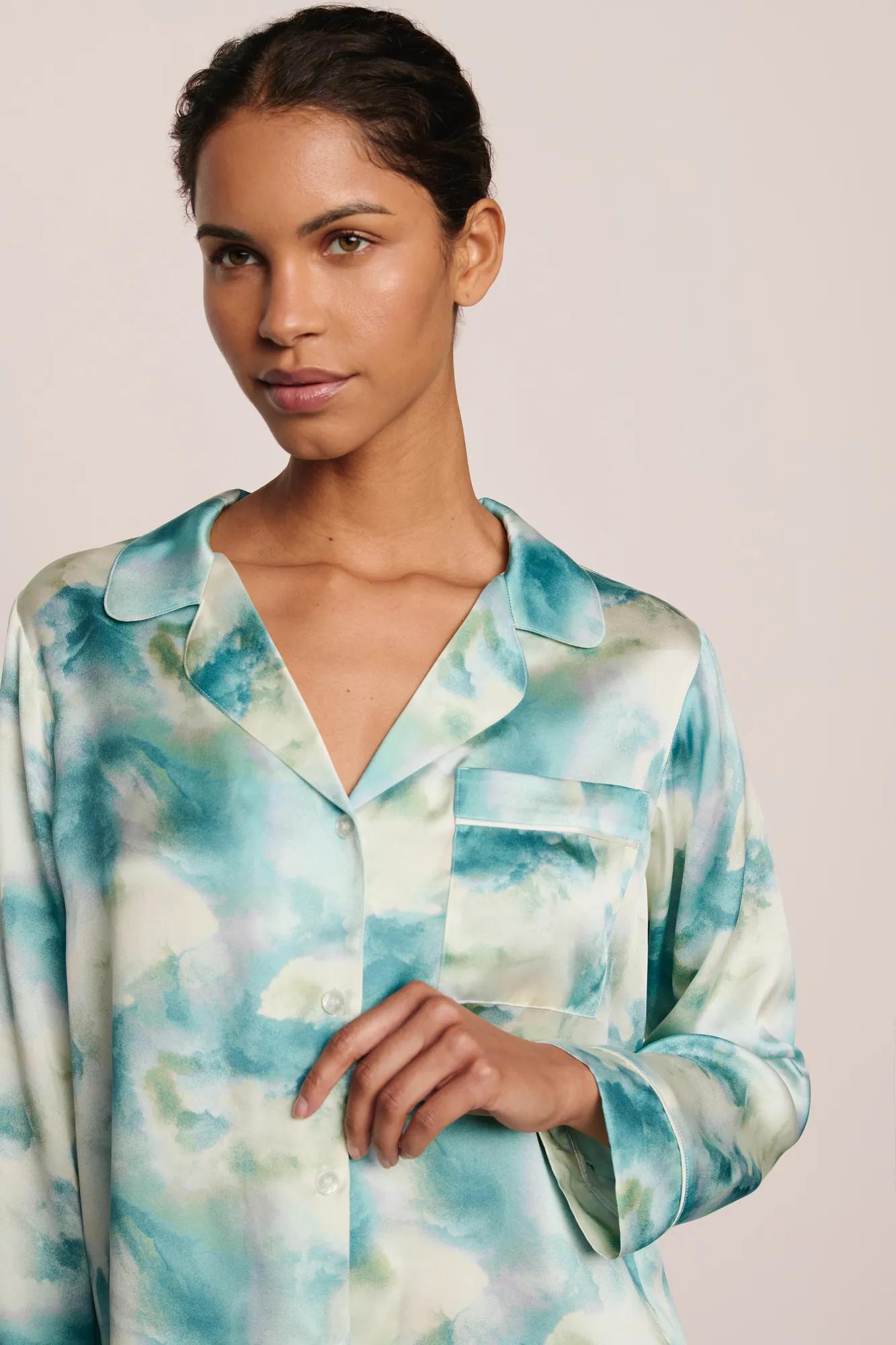Inez Washable Silk Printed Long PJ Set