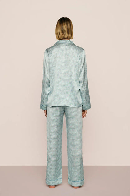 Inez Washable Silk Printed Long PJ Set
