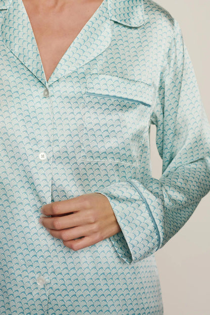 Inez Washable Silk Printed Long PJ Set