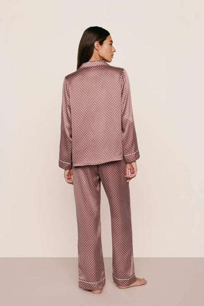 Inez Washable Silk Printed Long PJ Set