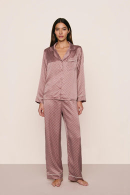 Inez Washable Silk Printed Long PJ Set