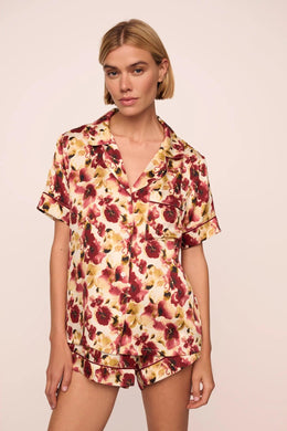 Eberjey x  Lily Aldridge - Inez Washable Silk Printed Short PJ Set