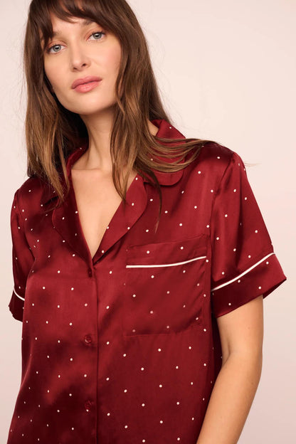 Eberjey x  Lily Aldridge - Inez Washable Silk Printed Short PJ Set