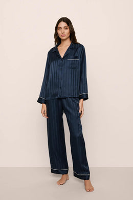 Inez Washable Silk Jacquard Long PJ Set