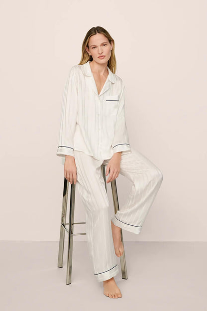 Inez Washable Silk Jacquard Long PJ Set
