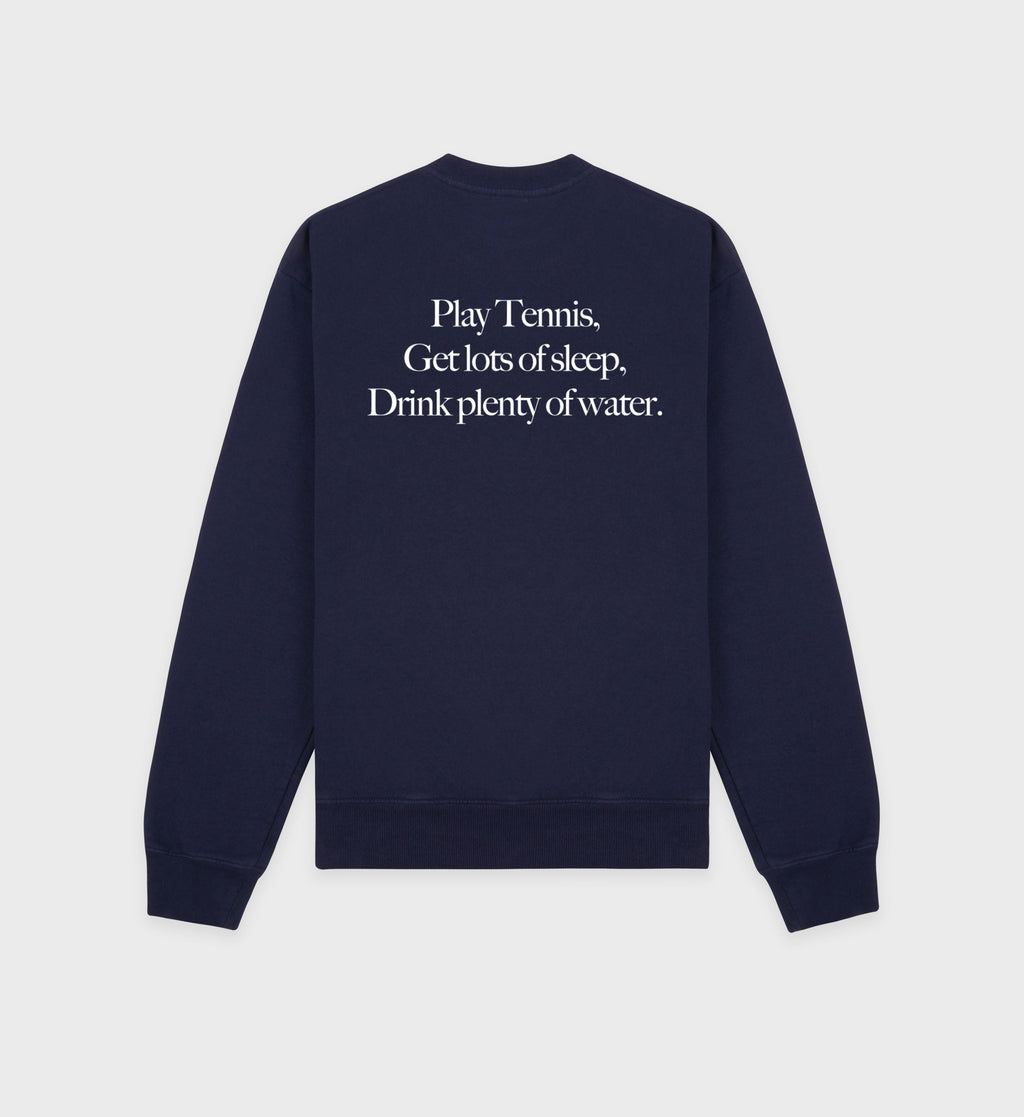 Play Tennis Crewneck - Navy/White