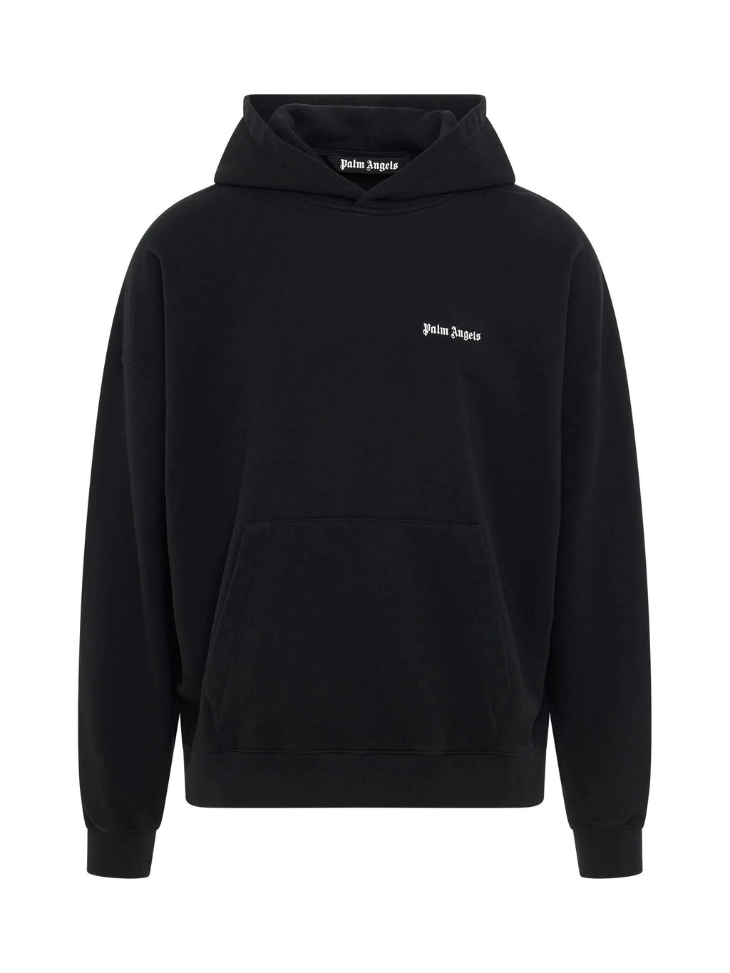 Cotton Embroidered Logo Hoodie in Black