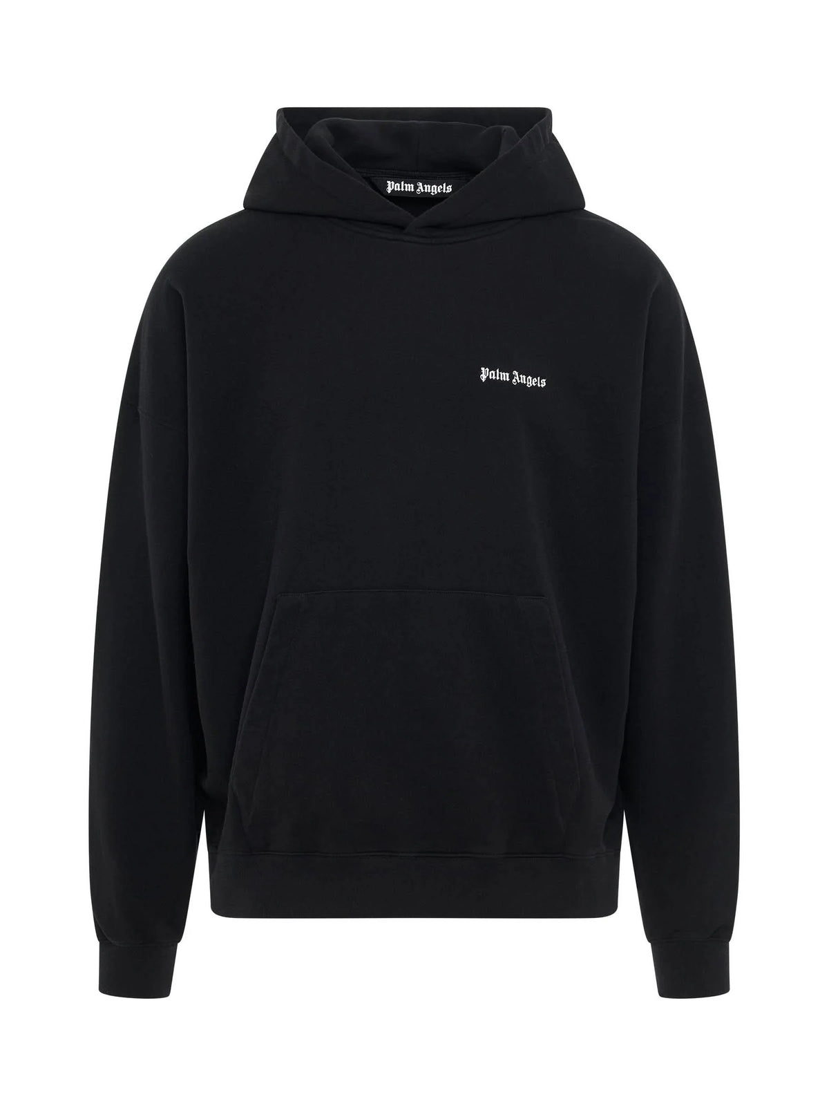 Cotton Embroidered Logo Hoodie in Black