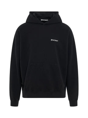 Cotton Embroidered Logo Hoodie in Black
