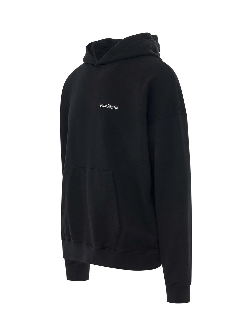 Cotton Embroidered Logo Hoodie in Black