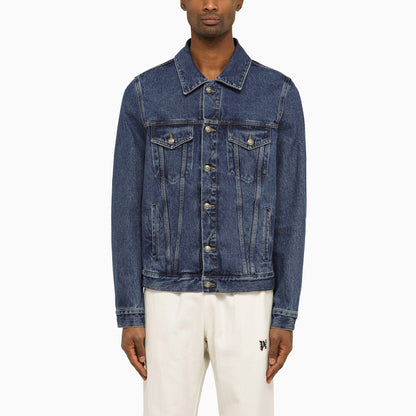 Palm Angels Blue Denim Jacket With Monogram