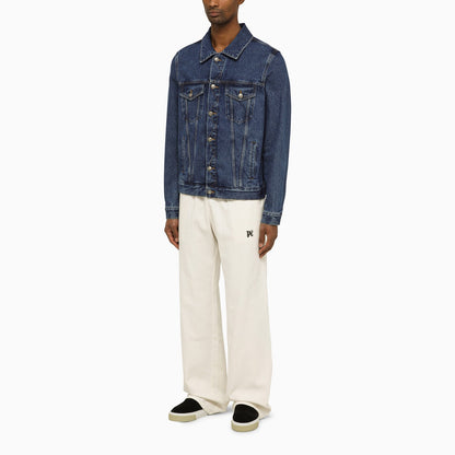 Palm Angels Blue Denim Jacket With Monogram