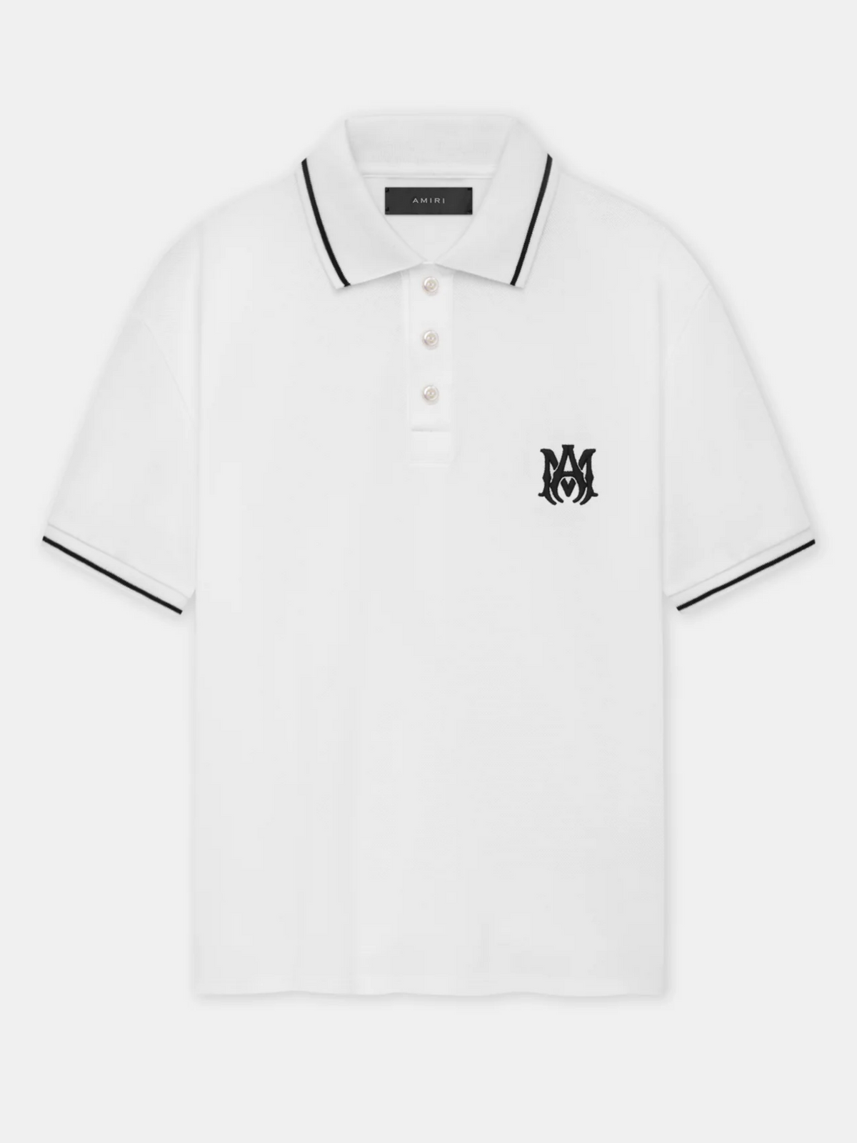 AMIRI SOLID SHORT SLEEVE MA LOGO POLO WHITE