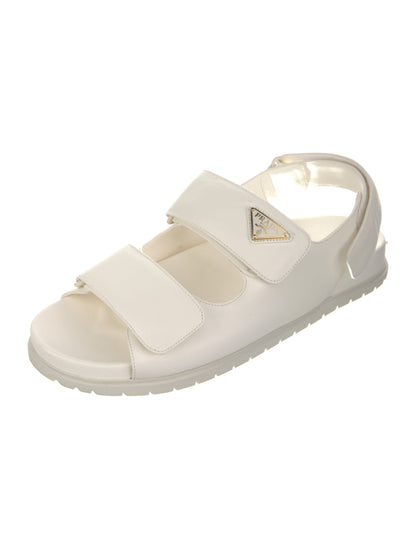 Enameled Metal Triangle Leather Sandal