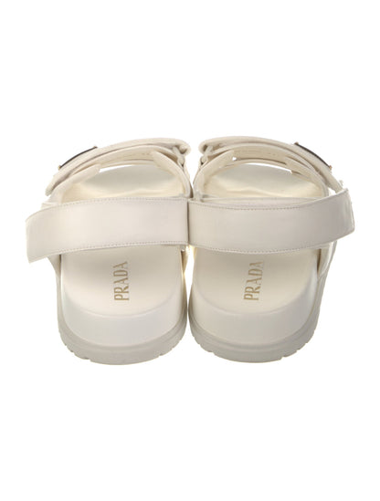 Enameled Metal Triangle Leather Sandal
