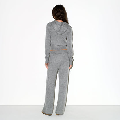 CASHMERE WIDE LEG PANT | DARK HEATHER GREY