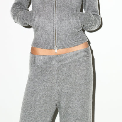 CASHMERE WIDE LEG PANT | DARK HEATHER GREY