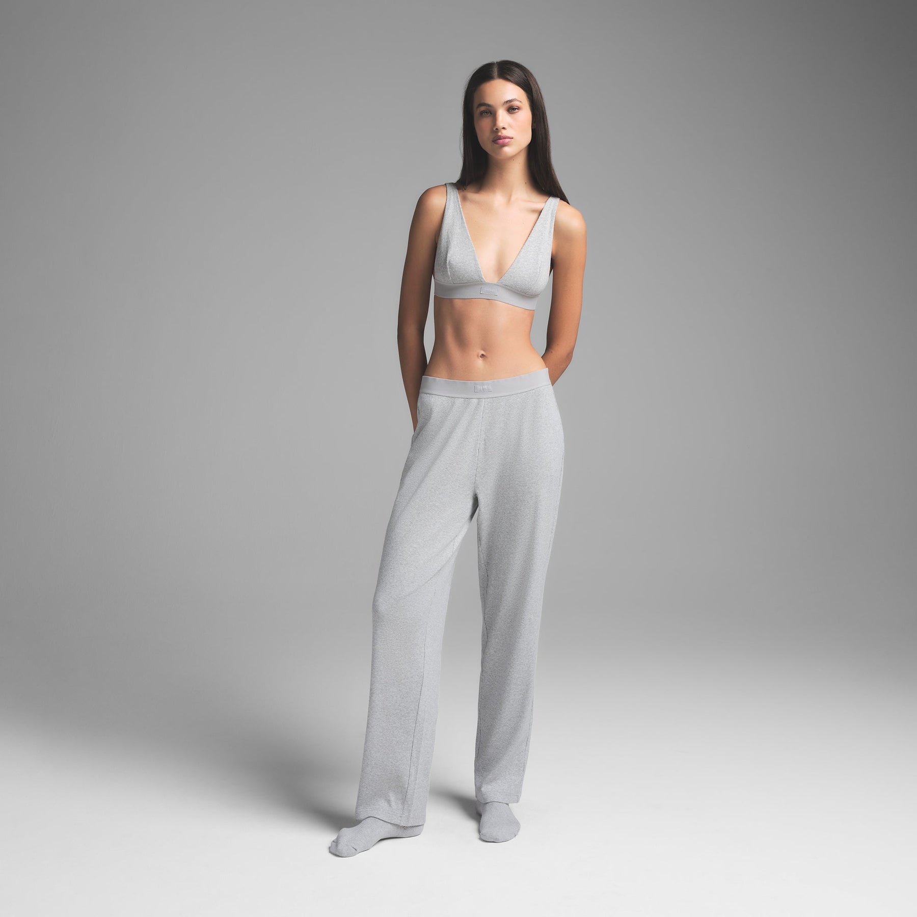 COTTON RIB PANT | LIGHT HEATHER GREY