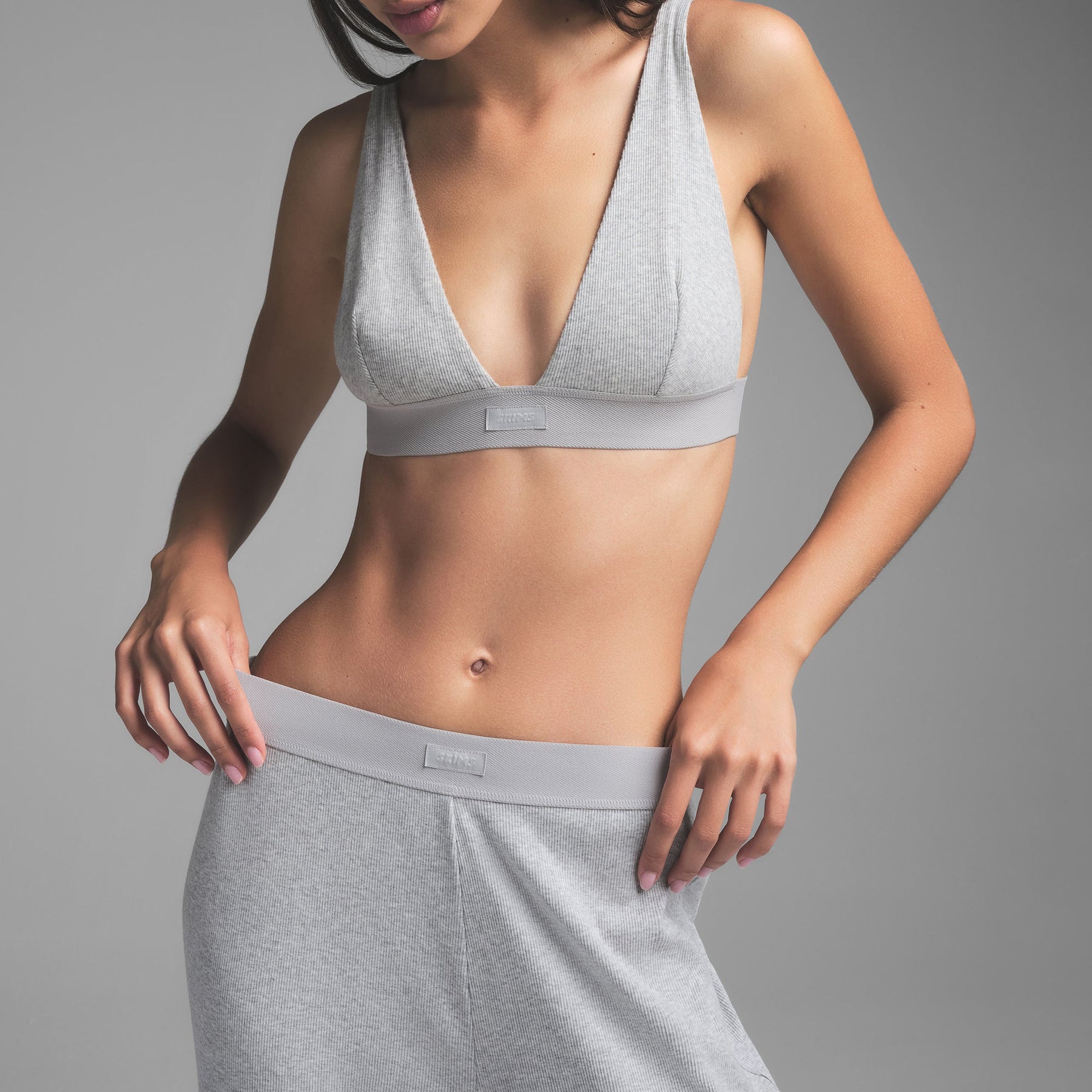 COTTON RIB PANT | LIGHT HEATHER GREY