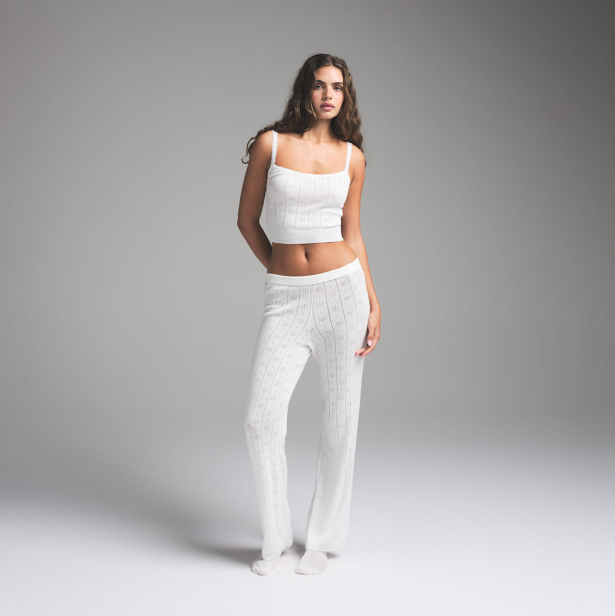 SWEATER POINTELLE STRAIGHT LEG PANT | MARBLE