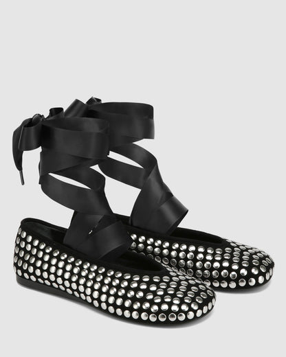 Purr Black Studded Suede