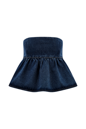Pauline Strapless Denim Top - 90'S Blue