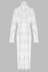 HIGH NECK LACE PENCIL DRESS