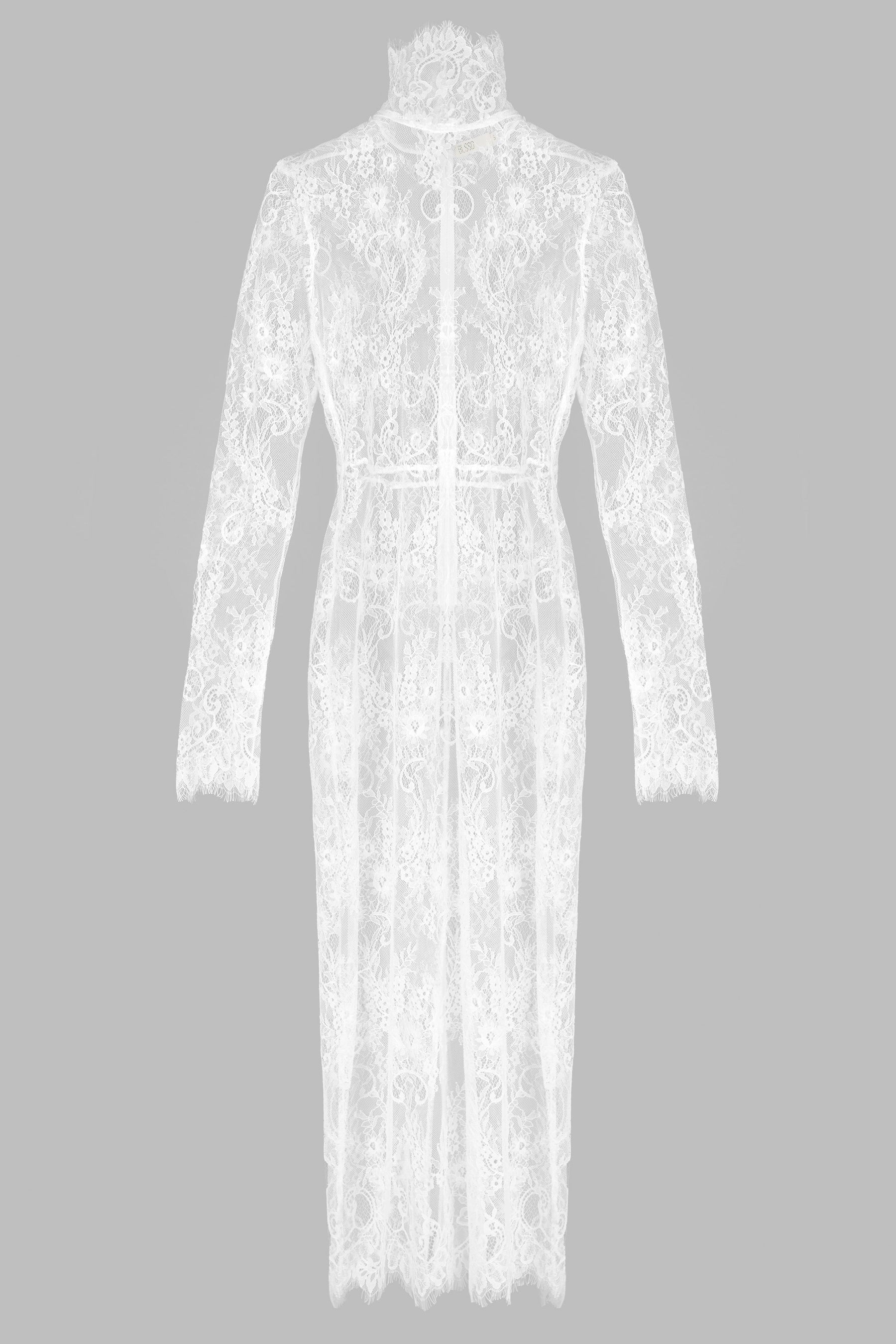 HIGH NECK LACE PENCIL DRESS