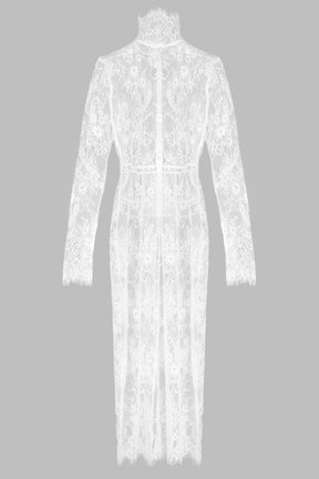 HIGH NECK LACE PENCIL DRESS