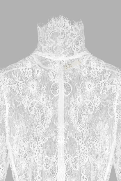 HIGH NECK LACE PENCIL DRESS