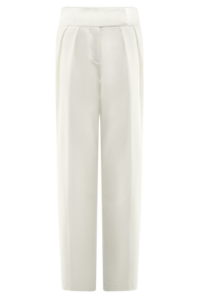 Penelope Pleated High Waisted Pants - Ivory