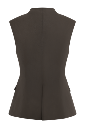 Penelope Suiting Sleeveless Blazer - Chocolate
