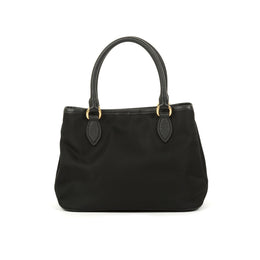 Saffiano Leather-Trimmed Tessuto Nylon Satchel w/ Strap & Authenticity Card
