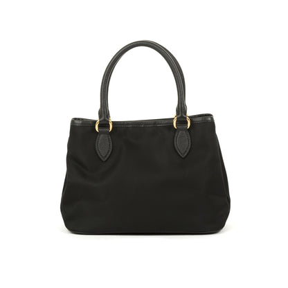 Saffiano Leather-Trimmed Tessuto Nylon Satchel w/ Strap & Authenticity Card