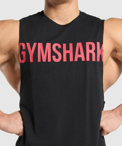 Gymshark Prime Drop Arm Tank - Black/Vivid Red