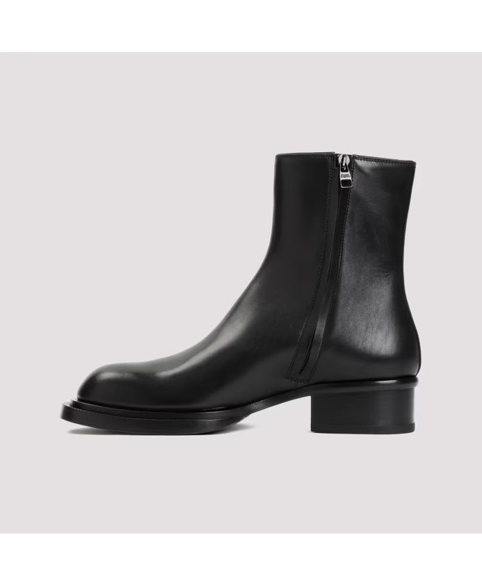 Black Ankle Boots Round Toe Zipper