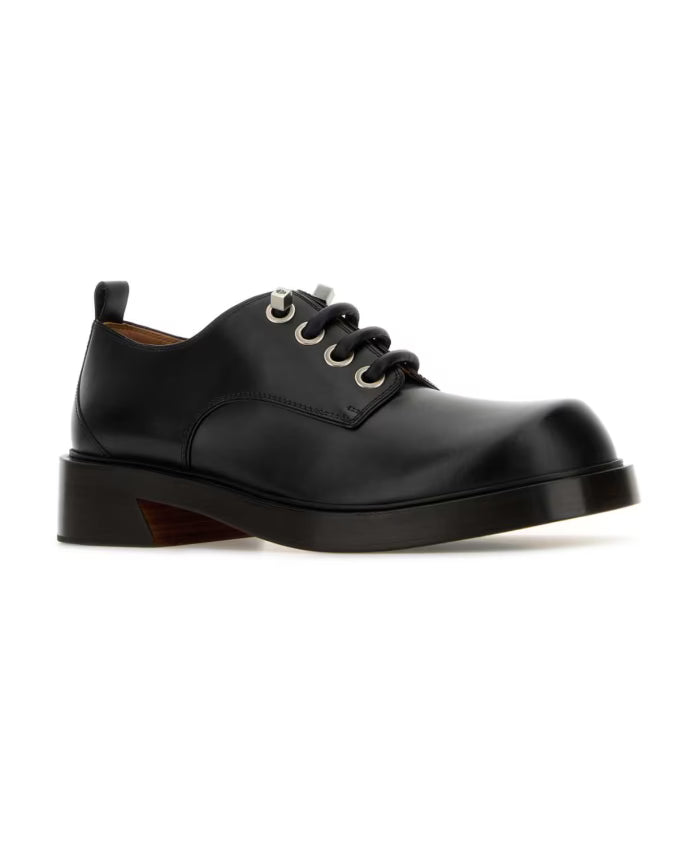 Black Leather Lace-Up Shoes