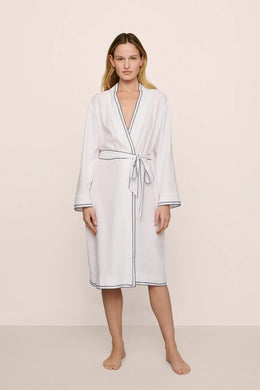 Linen Blend Long Sleeve Robe