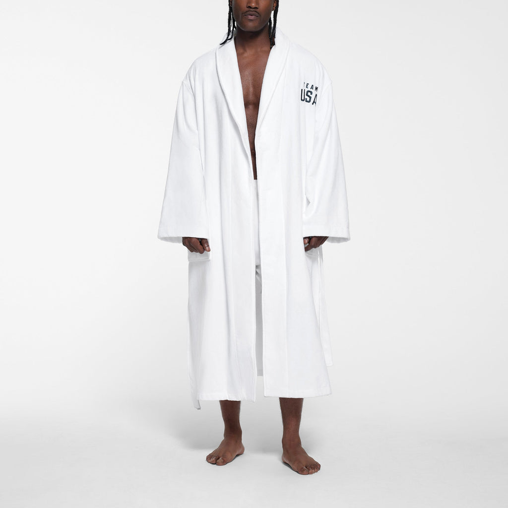 SKIMS FOR TEAM USA TERRY OLYMPIC UNISEX ROBE | WHITE