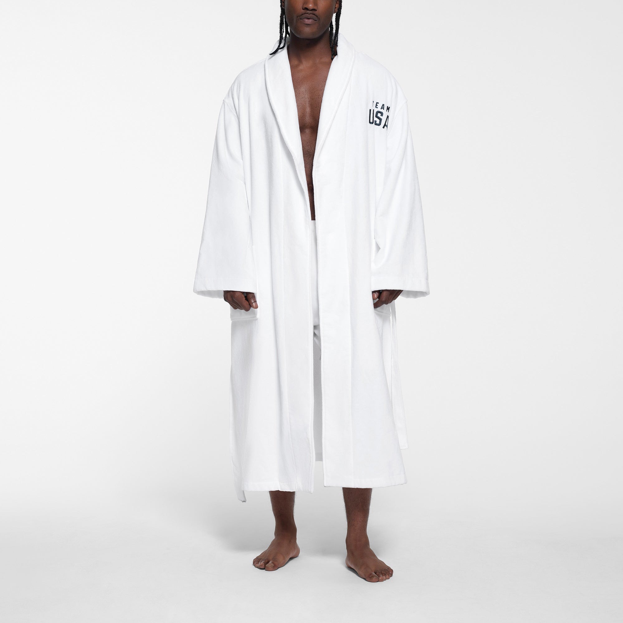 SKIMS FOR TEAM USA TERRY OLYMPIC UNISEX ROBE | WHITE