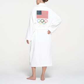 SKIMS FOR TEAM USA TERRY OLYMPIC UNISEX ROBE | WHITE