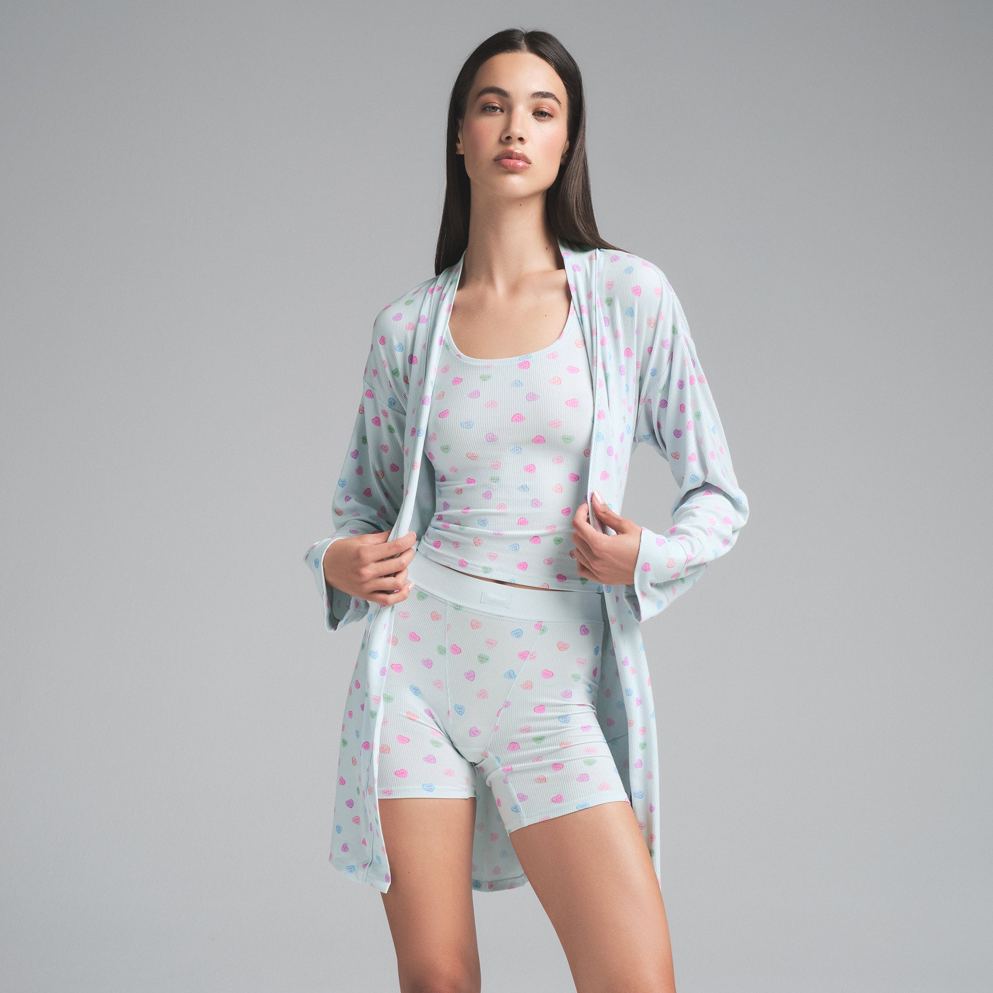SOFT LOUNGE ROBE | CLOUD CANDY HEART PRINT