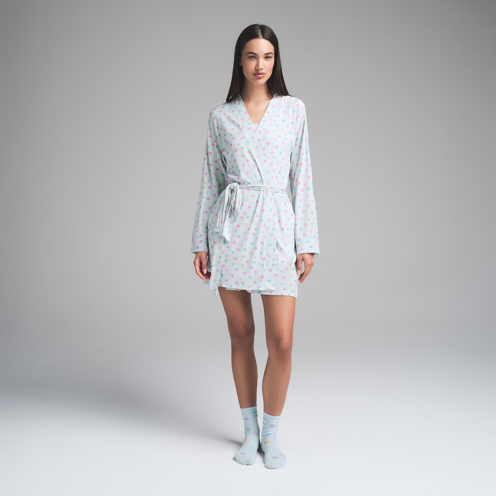 SOFT LOUNGE ROBE | CLOUD CANDY HEART PRINT