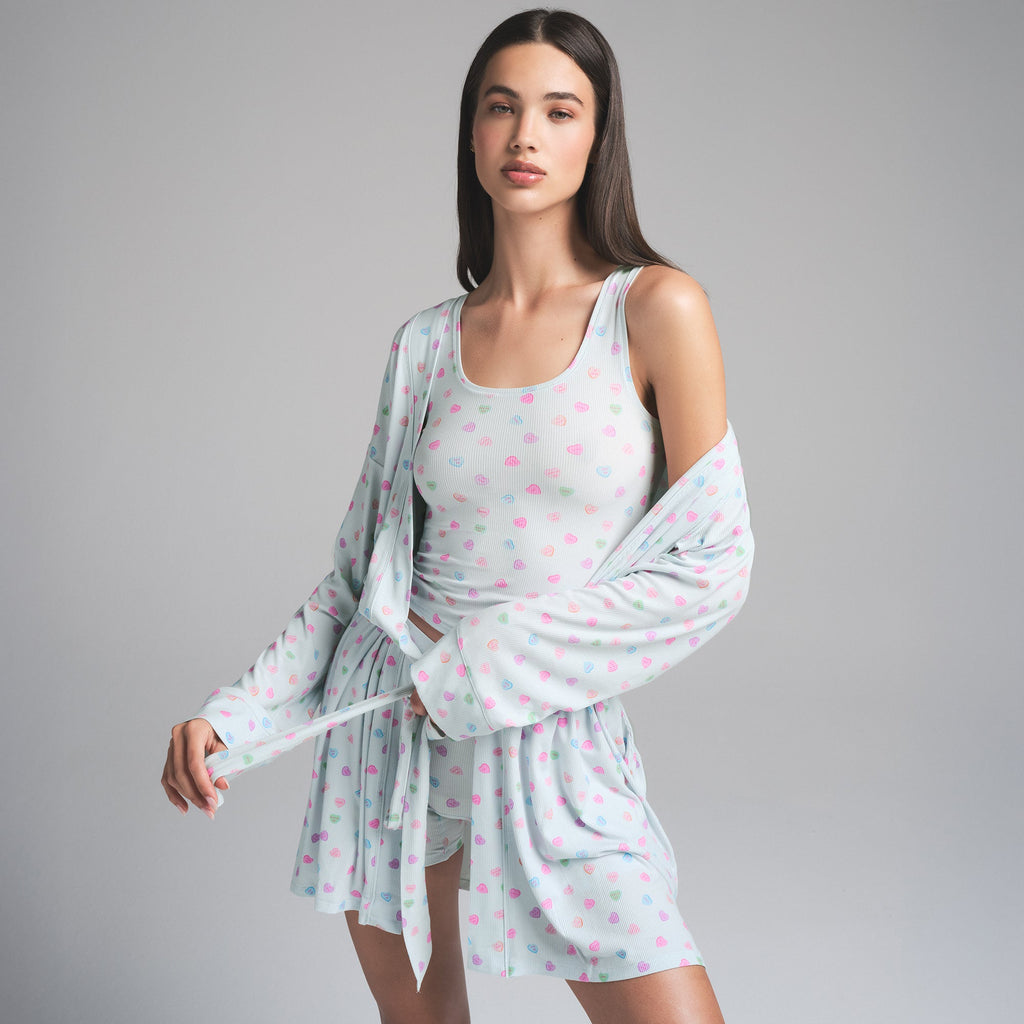 SOFT LOUNGE ROBE | CLOUD CANDY HEART PRINT