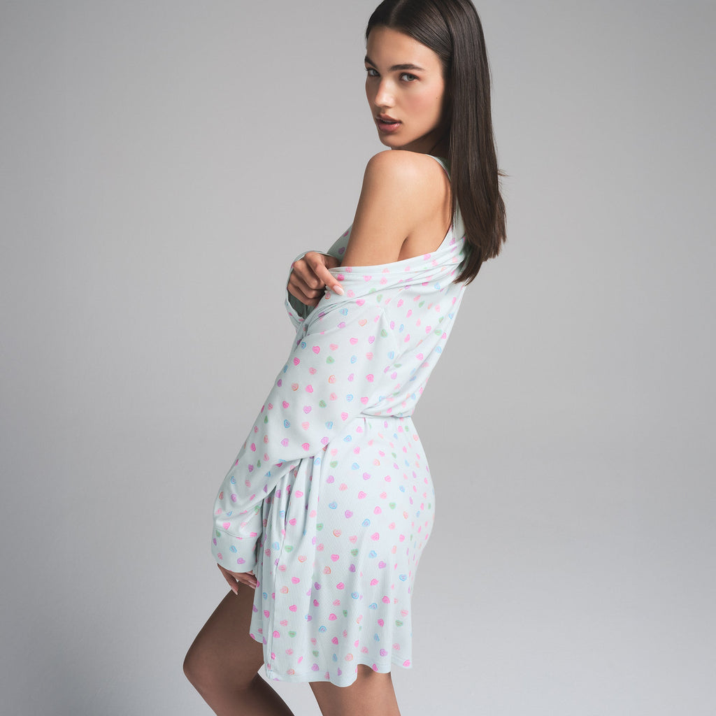 SOFT LOUNGE ROBE | CLOUD CANDY HEART PRINT