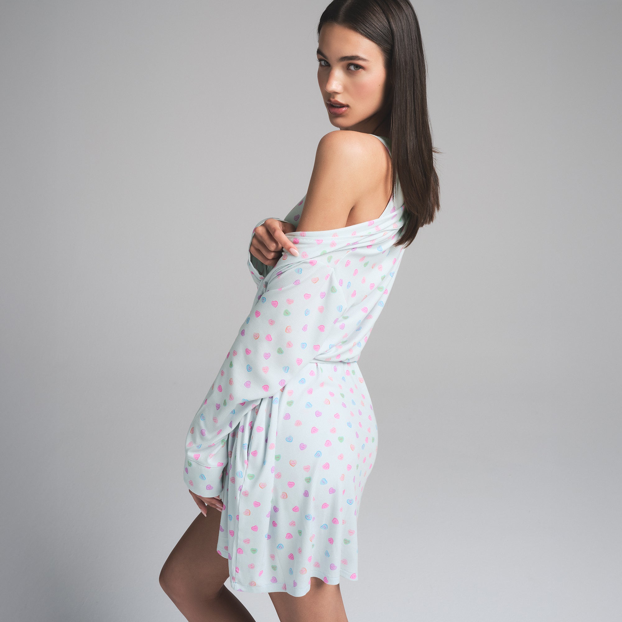 SOFT LOUNGE ROBE | CLOUD CANDY HEART PRINT