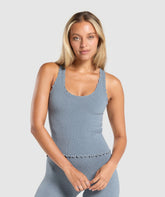Gymshark Luxe Seamless Tank - Metal Blue Marl