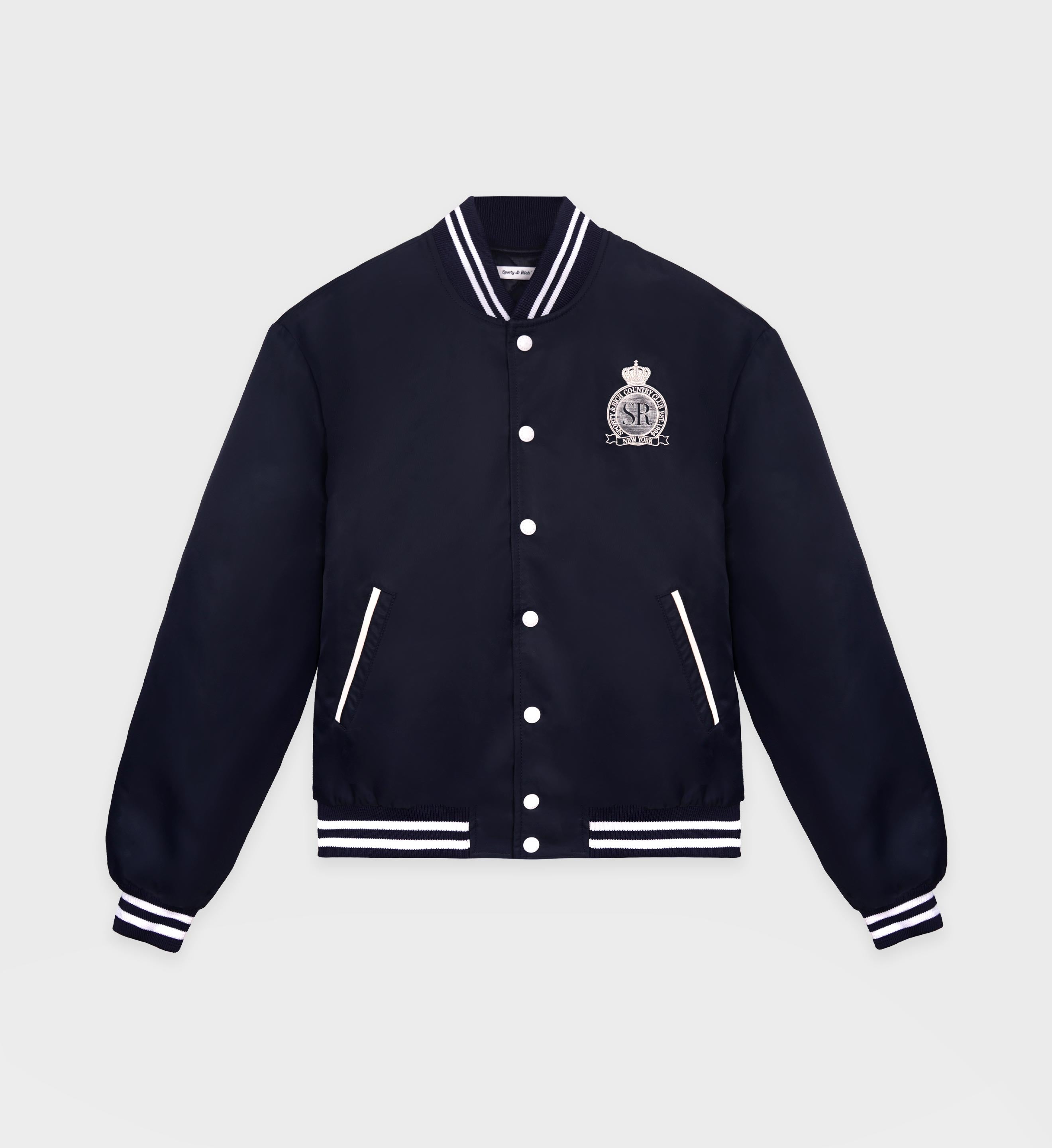 Royal Club Nylon Varsity Jacket - Navy/White