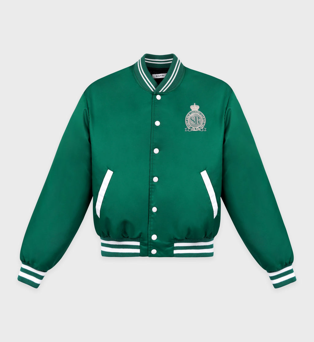 Royal Club Nylon Varsity Jacket - Spring Green/White