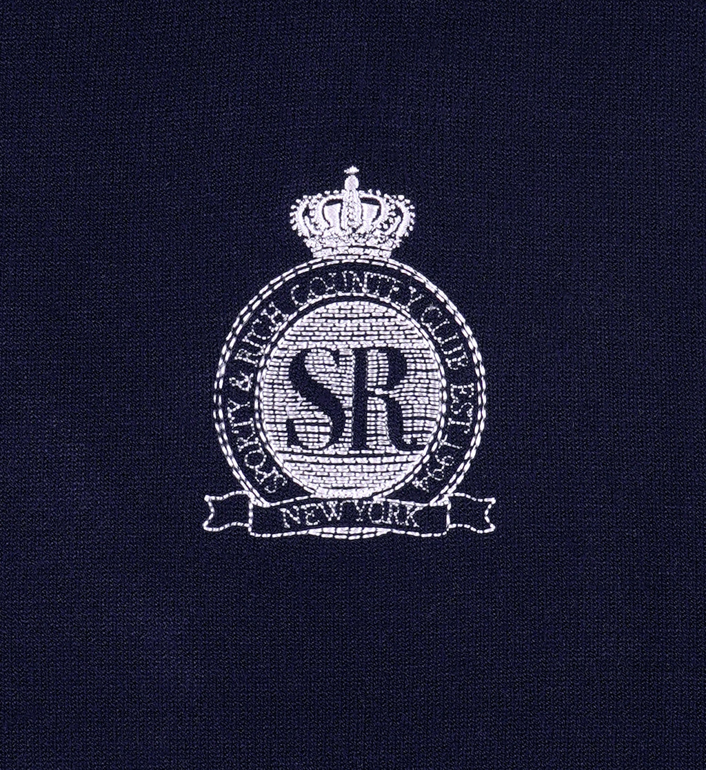 Royal Club Zipped Cardigan - Navy/White